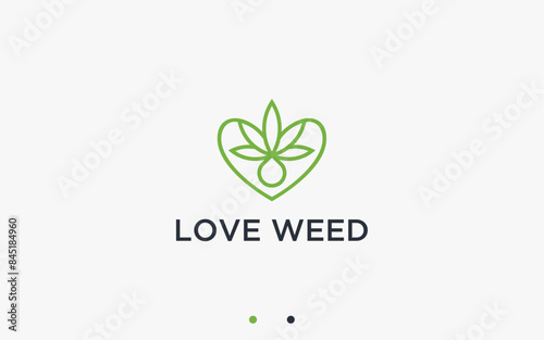 love with marijuana logo design vector silhouette illustration