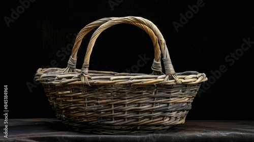 Old basket against black backdrop