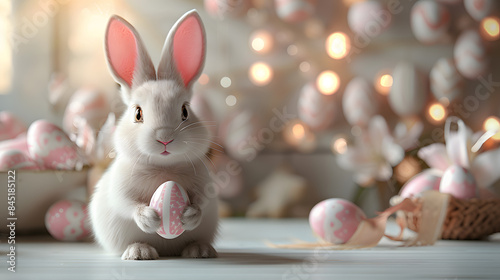 Easter celebration with 3d rabbit.