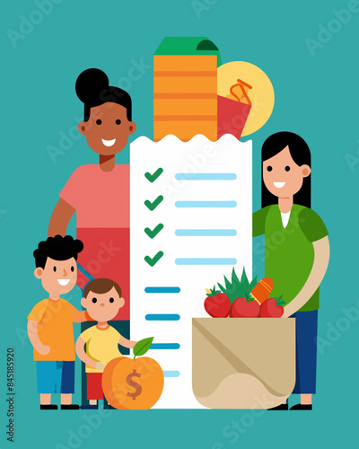The modest grocery bill of a family was now significantly higher thanks to the steep hike in prices for everyday items.. Vector illustration