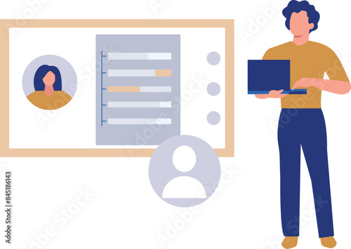 A guy is working on a resume for an interview.