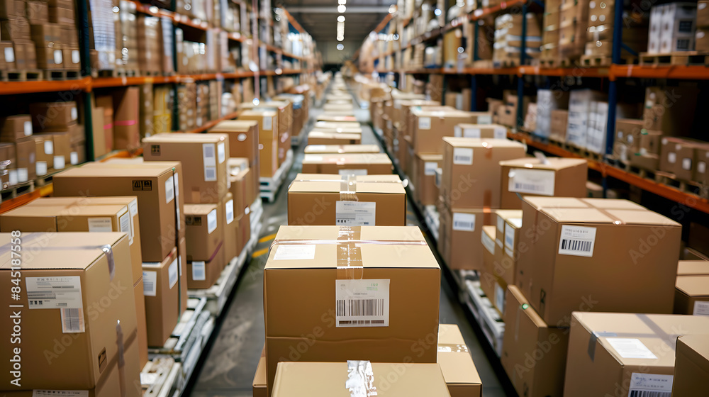 A white airplane is flying over a pile of cardboard boxes A white airplane is flying over a pile of cardboard boxes