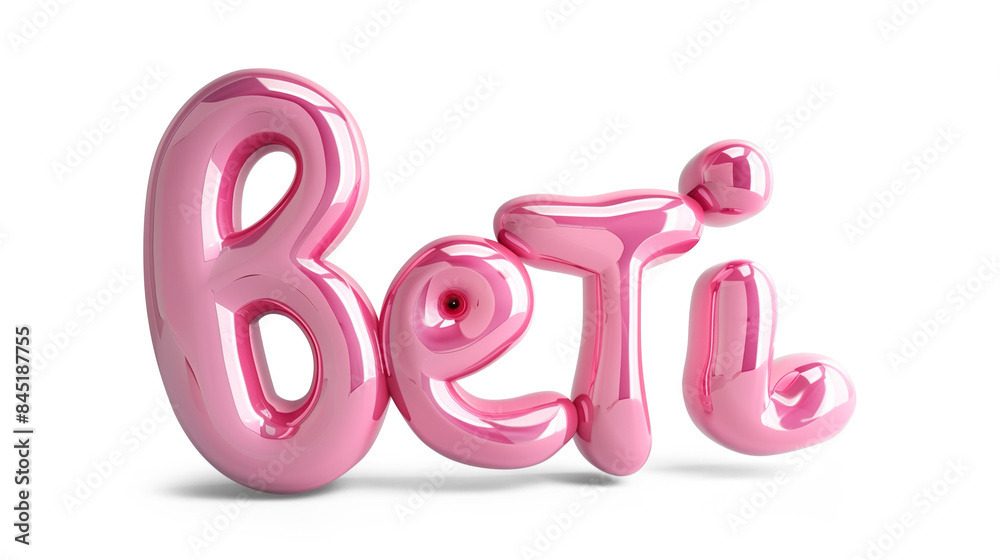 3D letter BETI in playful pink on a transparent background 3D letter BETI in playful pink on a transparent background
