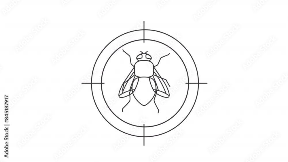 Animated beetle icon. Flying bug line animation. Crosshair focus ...