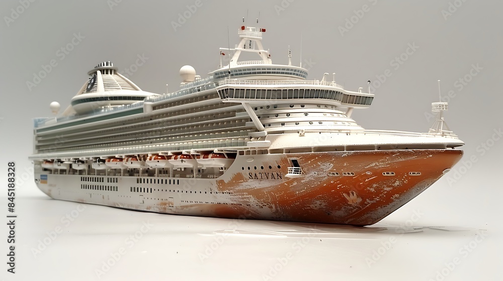 **Cruise ship with a seafood restaurant isolated on white background