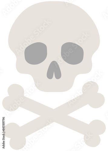 Crossbones danger skull cartoon illustration isolated on white background.