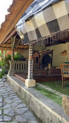 Traditional Balinese Umbrella in Courtyard