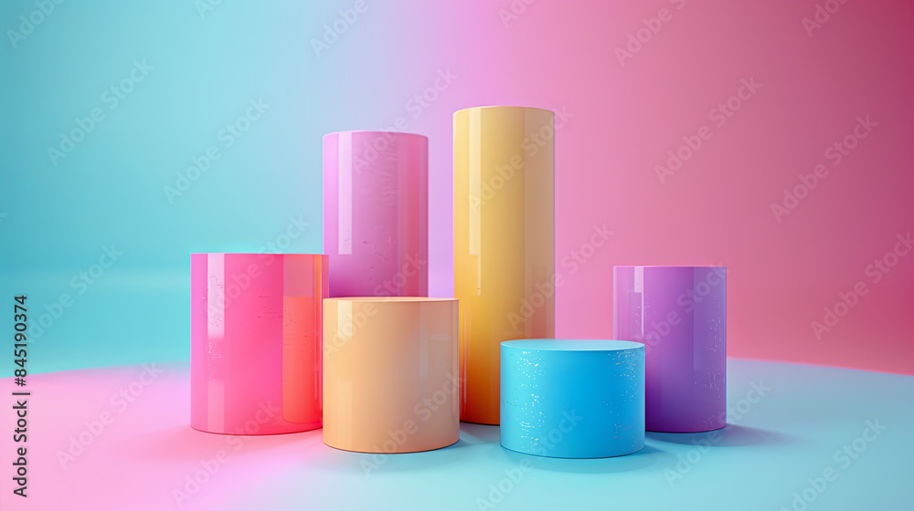 Three-dimensional rendering of a bar graph with soft, pastel colors. Three-dimensional rendering of a bar graph with soft, pastel colors.