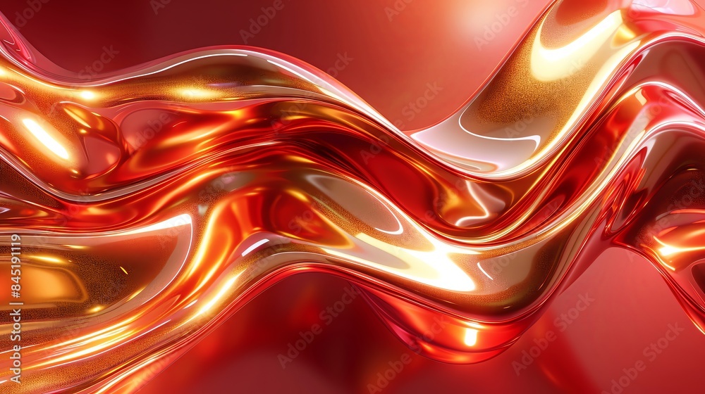Abstract red and gold metallic waves flowing and swirling. Abstract red and gold metallic waves flowing and swirling.