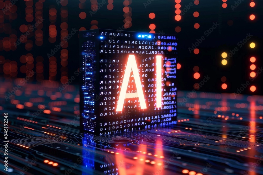 Glowing AI cube with digital circuits, high tech illustration, artificial intelligence concept, vibrant and detailed design, futuristic Glowing AI cube with digital circuits, high tech illustration, artificial intelligence concept, vibrant and detailed design, futuristic