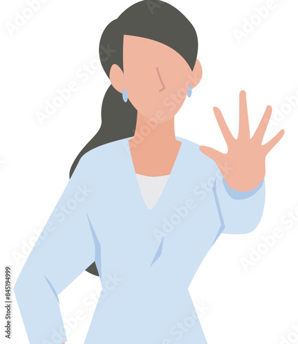 手を前に出してストップをかける女性のビジネスパーソン