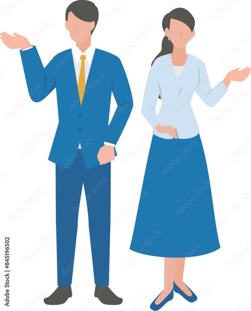 ご案内をする男性と女性のビジネスパーソン ご案内をする男性と女性のビジネスパーソン