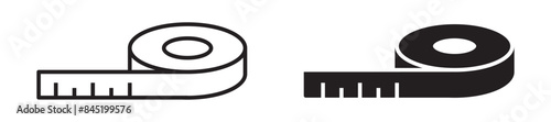 Vector illustration of a measuring tape in black and white. Great for tools, construction, and DIY projects.