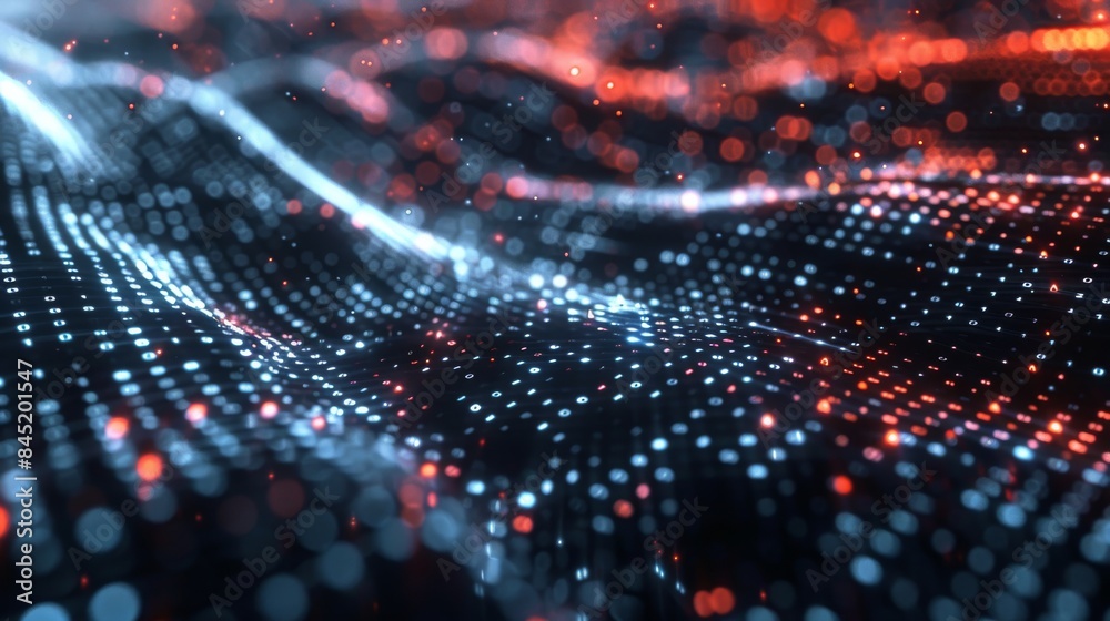 An abstract digital background with binary code and AI algorithms running in the background. Generative AI.
