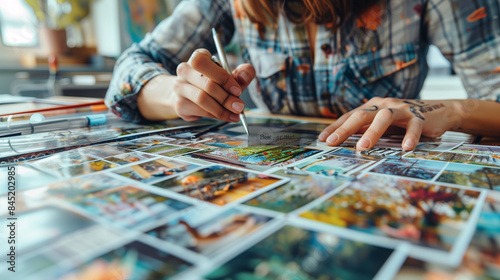a detailed image of an individual creating a vision board filled with inspirational quotes and images, as part of their personal self-improvement routine, Individual Spirituality,