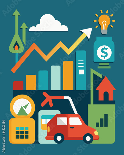 The increased taxes on gasoline and fuel directly impact transportation costs for both households and businesses ultimately leading to higher prices for goods and services.. Vector illustration