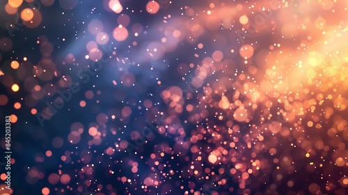 Abstract background of glowing orange and red particles on a dark blue background.