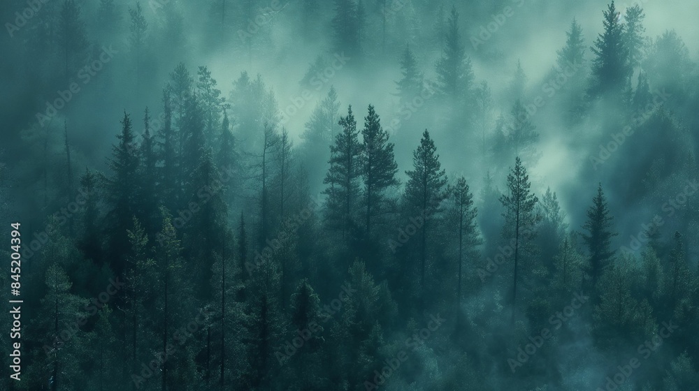 Foggy pine forest in the mountains Foggy pine forest in the mountains