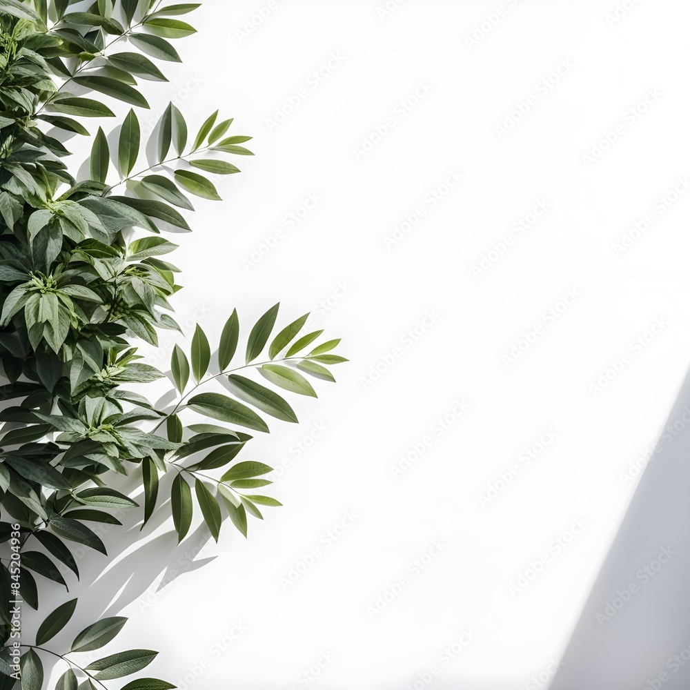 green leaf on a white wall green leaf on a white wall
