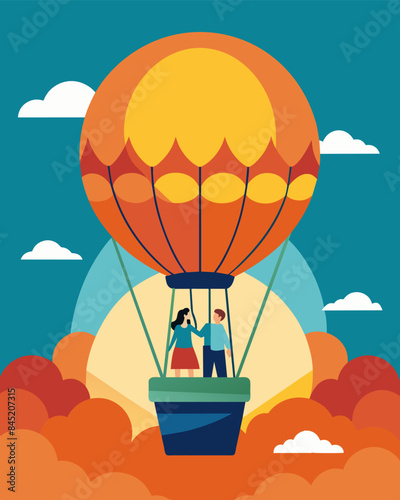 The passengers aboard the balloon were kept warm by the toasty hot air inside created solely by the power of the sun.. Vector illustration