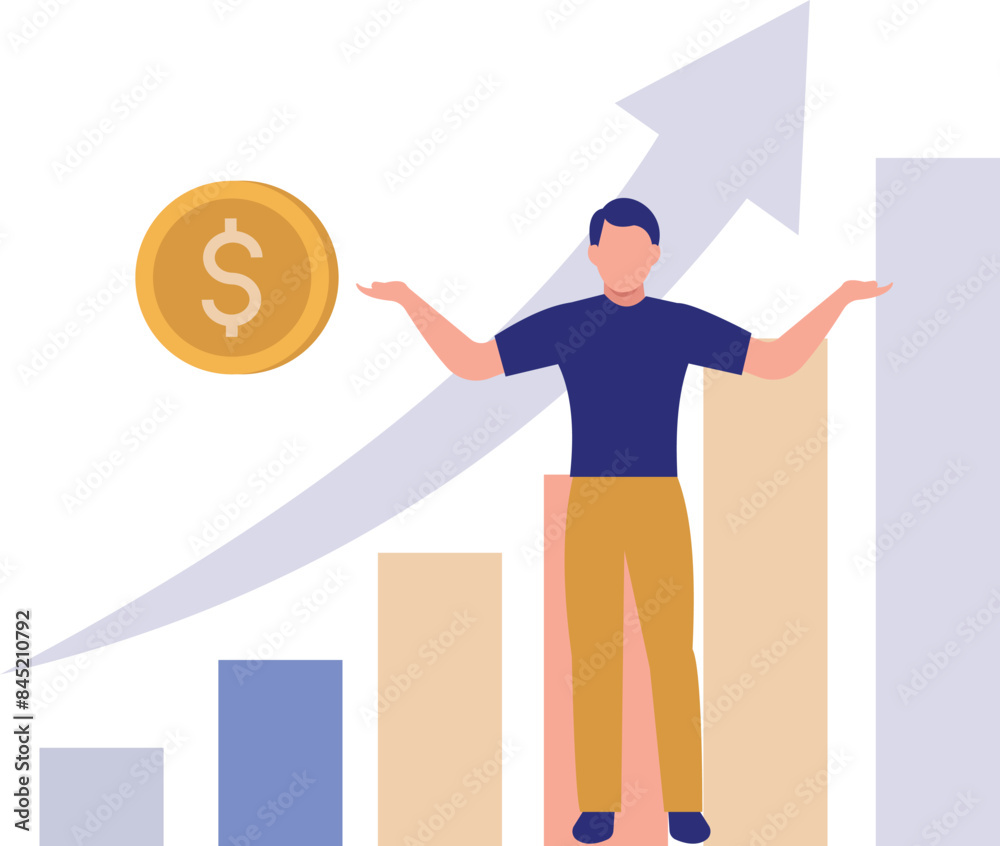 A boy is showing a business graph. A boy is showing a business graph.