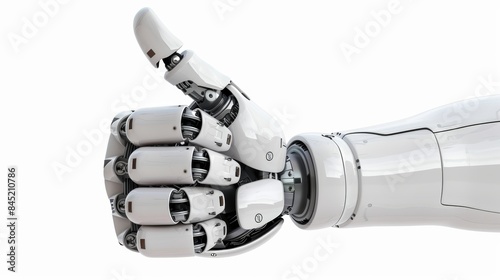Robot Hand Giving Thumbs Up on White Background Generative AI