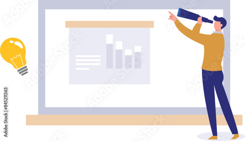 A boy looks through a spyglass