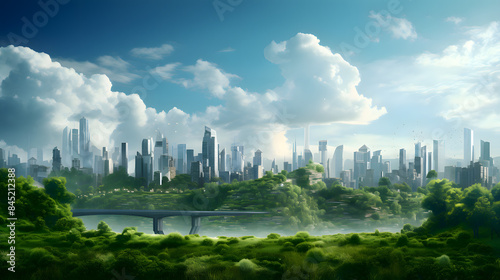Futuristic smart and green city, city-scape, landscape