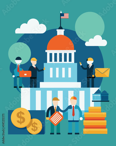 The government is working towards reducing the budget deficit through fiscal responsibility and efficient allocation of resources.. Vector illustration