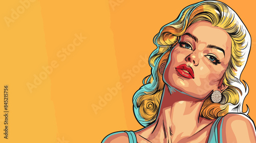 Pin Up Pop Art Portrait Attractive Blonde Woman Vector Illustration