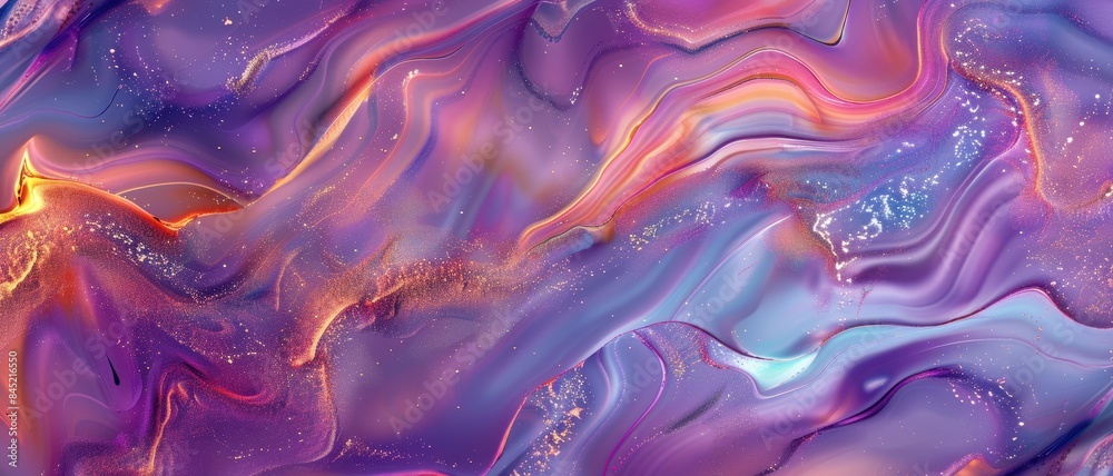 Fototapeta premium Abstract Colorful Fluid Art Painting with Vibrant Swirls and Glittering Accents in Purple, Pink, and Blue Tones, Perfect for Modern Home Decor, Creative Projects, and Artistic Inspiration