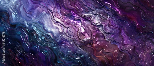 Abstract Fluid Art with Vibrant Purple and Blue Swirls, Textured Background, and Dynamic Flowing Patterns