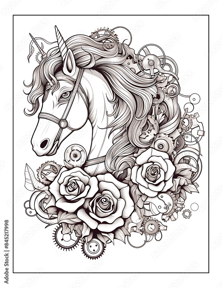 Steampunk Magical Unicorn Coloirng Pages Steampunk Magical Unicorn Coloirng Pages