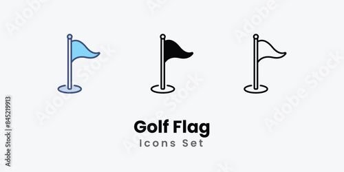 Golf Flag icons vector set stock illustration.