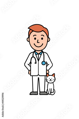 veterinarian with a stethoscope, ready to check the health of pets, emphasizing professional animal care