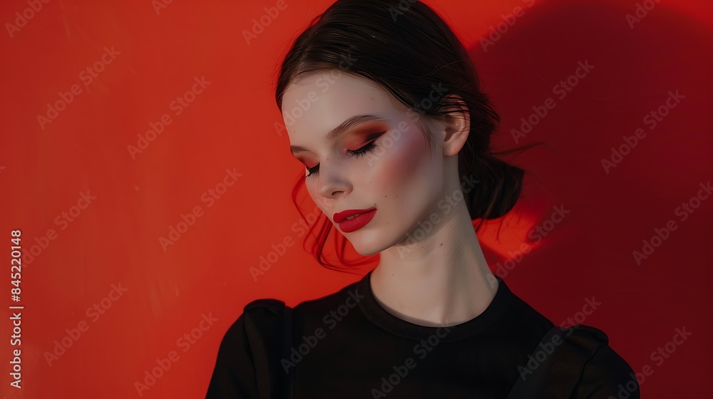 Happy millennial woman , looking at camera, smiling. Confident female customer, young student girl, professional head shot portrait, on solid colored background
