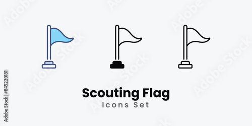 Scouting Flag icons vector set stock illustration.