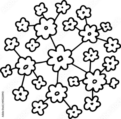 hand drawn top view of tree illustration.