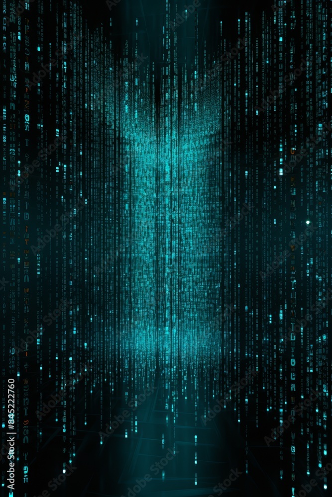 Streams of binary code, abstract pattern, high contrast, cyan light Streams of binary code, abstract pattern, high contrast, cyan light