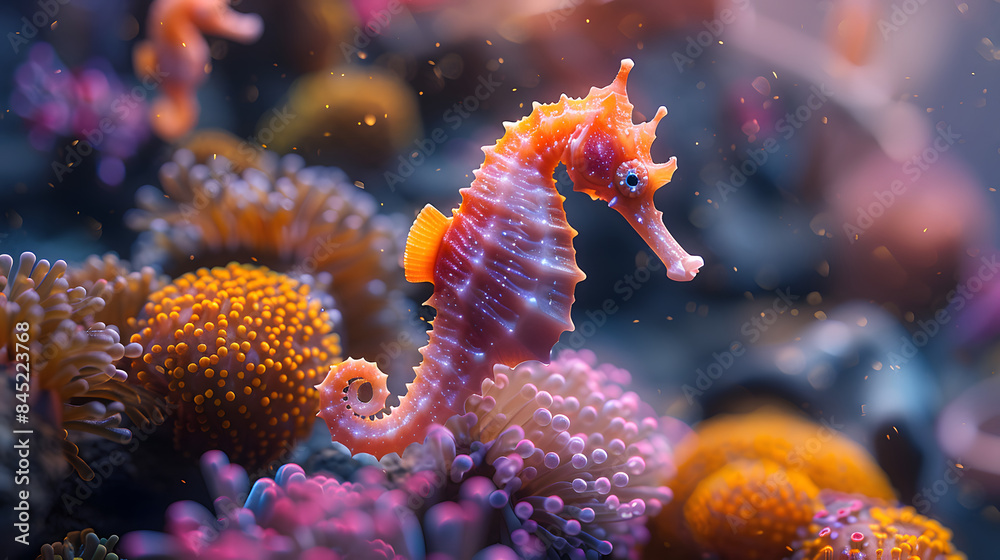 Naklejka premium seahorses on beautiful coral reefs