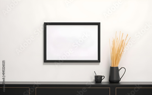 Empty horizontal frame in minimalist interior