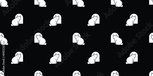 cat seamless pattern kitten calico door neko vector pet cartoon doodle gift wrapping paper tile background repeat wallpaper scarf isolated illustration design