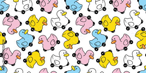 duck seamless pattern car wheel cartoon rubber duck chicken bird vector pet wrapping paper scarf isolated doodle animal farm tile background repeat wallpaper illustration design