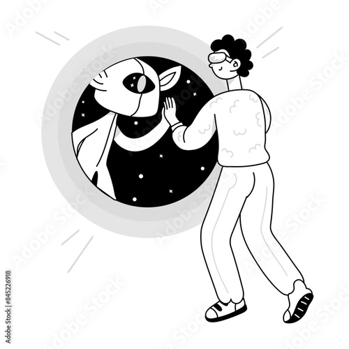 A hand drawn mini illustration of vr discovery 


