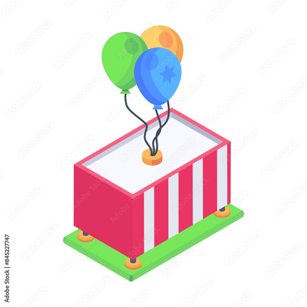 Here’s an isometric icon of a balloon stand
Here’s an isometric icon of a balloon stand