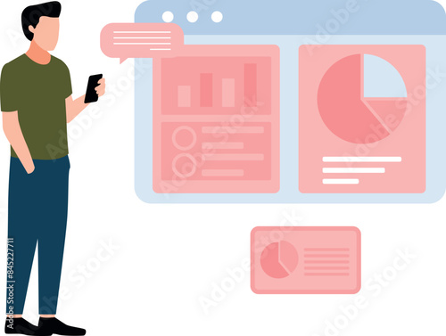 A boy using mobile infographics.