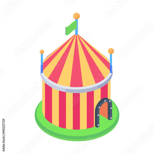 Scalable isometric icon of a circus marquee 

