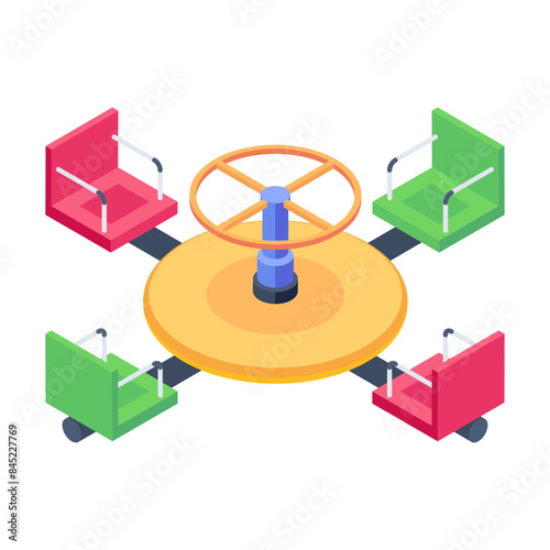 Easy to edit isometric icon of kids carousel 

