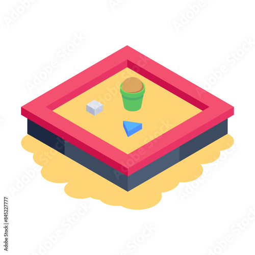 Easy to edit isometric icon of a sandpit 

