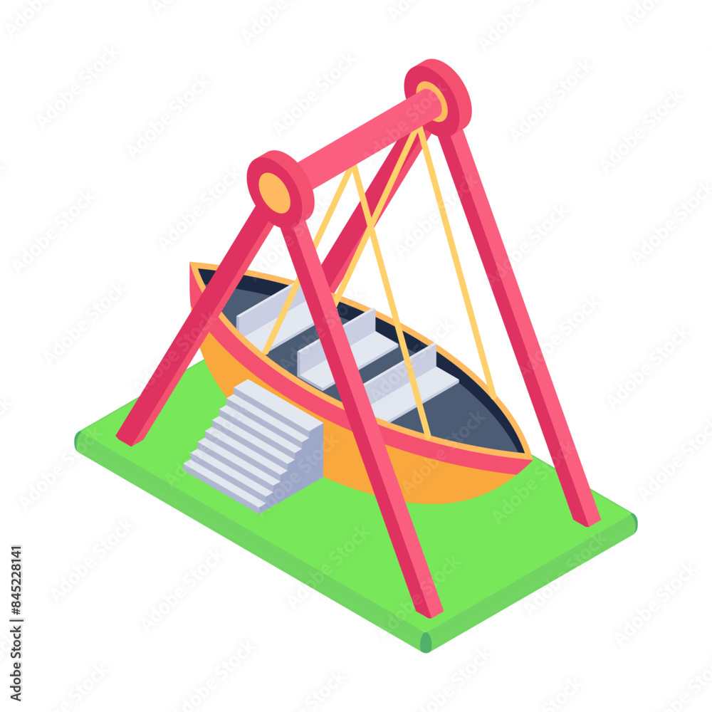 A well-designed isometric icon of a boat swing
A well-designed isometric icon of a boat swing